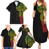 Hawaiian Traditional Tattoos Family Matching Summer Maxi Dress and Hawaiian Shirt Kakau Tribal Tropical Plant Motif Kanaka Maoli Flag Color Inspired LT03 - Polynesian Pride