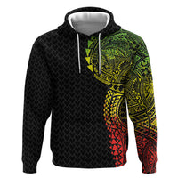 Hawaiian Traditional Tattoos Hoodie Kakau Tribal Tropical Plant Motif Kanaka Maoli Flag Color Inspired LT03 Pullover Hoodie Multicolor - Polynesian Pride