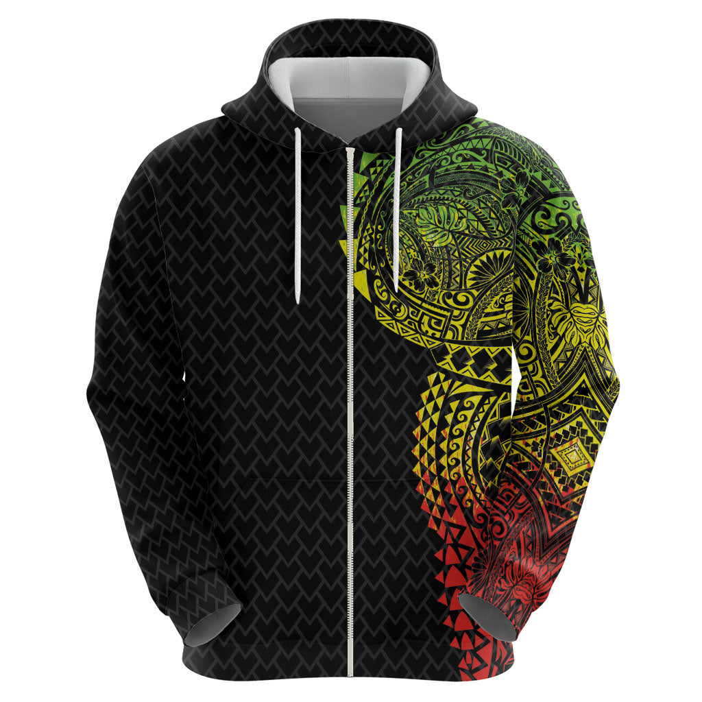 Hawaiian Traditional Tattoos Hoodie Kakau Tribal Tropical Plant Motif Kanaka Maoli Flag Color Inspired LT03 - Polynesian Pride