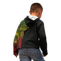 Hawaiian Traditional Tattoos Kid Hoodie Kakau Tribal Tropical Plant Motif Kanaka Maoli Flag Color Inspired LT03 - Polynesian Pride