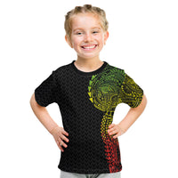 Hawaiian Traditional Tattoos Kid T Shirt Kakau Tribal Tropical Plant Motif Kanaka Maoli Flag Color Inspired LT03 Multicolor - Polynesian Pride