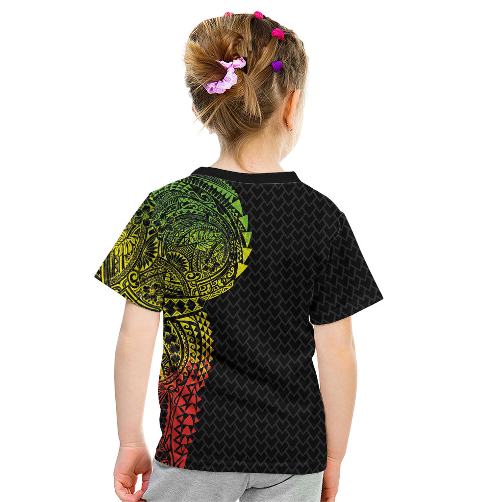 Hawaiian Traditional Tattoos Kid T Shirt Kakau Tribal Tropical Plant Motif Kanaka Maoli Flag Color Inspired LT03 - Polynesian Pride
