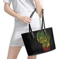 Hawaiian Traditional Tattoos Leather Tote Bag Kakau Tribal Tropical Plant Motif Kanaka Maoli Flag Color Inspired LT03 - Polynesian Pride