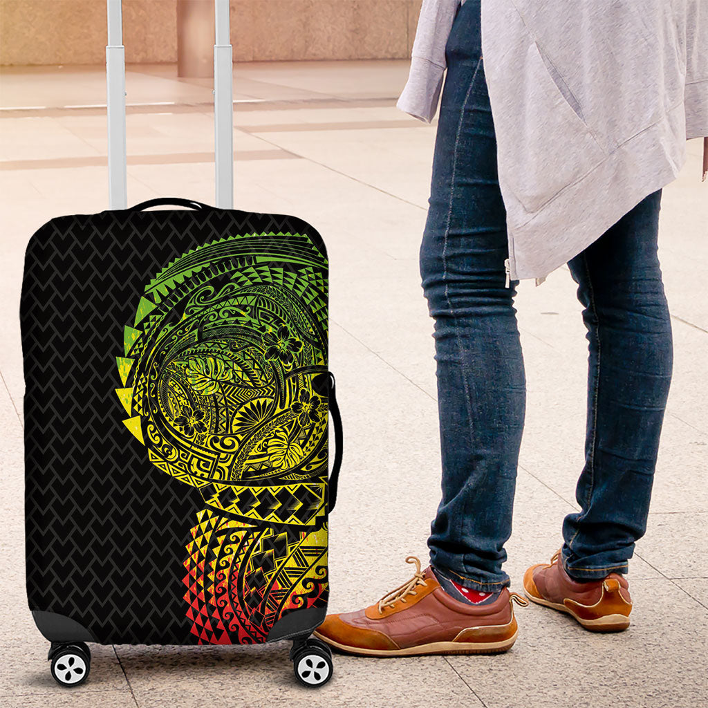 Hawaiian Traditional Tattoos Luggage Cover Kakau Tribal Tropical Plant Motif Kanaka Maoli Flag Color Inspired