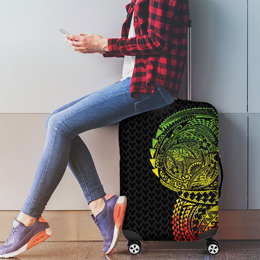 Hawaiian Traditional Tattoos Luggage Cover Kakau Tribal Tropical Plant Motif Kanaka Maoli Flag Color Inspired LT03 - Polynesian Pride