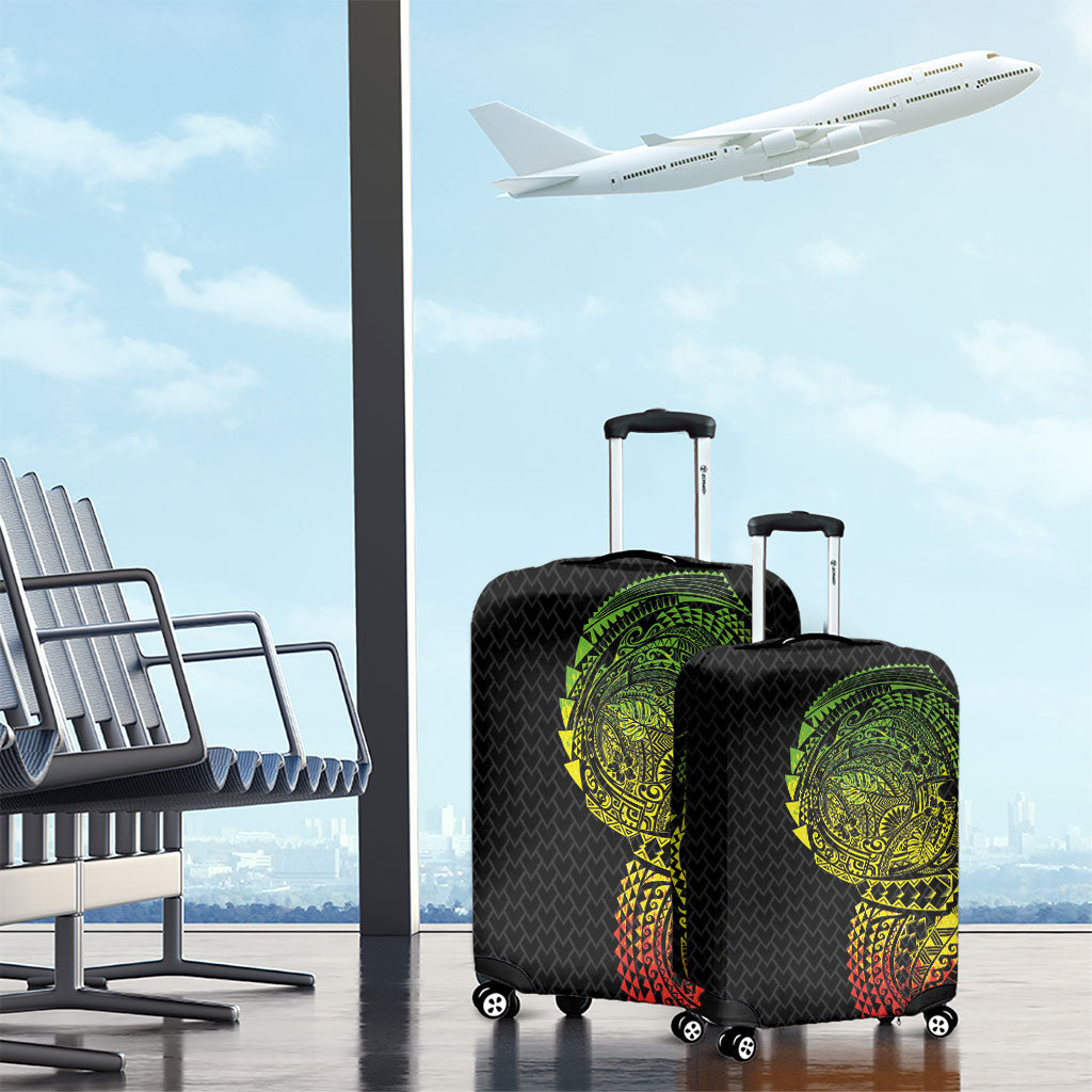 Hawaiian Traditional Tattoos Luggage Cover Kakau Tribal Tropical Plant Motif Kanaka Maoli Flag Color Inspired LT03 - Polynesian Pride