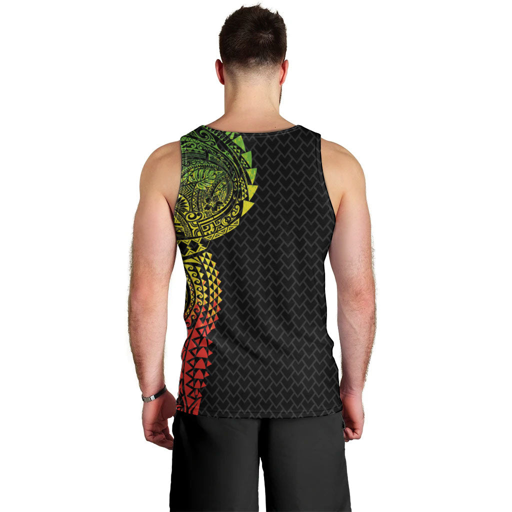 Hawaiian Traditional Tattoos Men Tank Top Kakau Tribal Tropical Plant Motif Kanaka Maoli Flag Color Inspired LT03 - Polynesian Pride