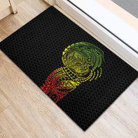 Hawaiian Traditional Tattoos Rubber Doormat Kakau Tribal Tropical Plant Motif Kanaka Maoli Flag Color Inspired LT03 - Polynesian Pride
