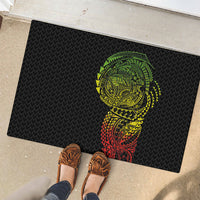 Hawaiian Traditional Tattoos Rubber Doormat Kakau Tribal Tropical Plant Motif Kanaka Maoli Flag Color Inspired LT03 - Polynesian Pride