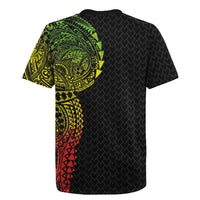 Hawaiian Traditional Tattoos Rugby Jersey Kakau Tribal Tropical Plant Motif Kanaka Maoli Flag Color Inspired LT03 - Polynesian Pride