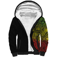 Hawaiian Traditional Tattoos Sherpa Hoodie Kakau Tribal Tropical Plant Motif Kanaka Maoli Flag Color Inspired LT03 Unisex Multicolor - Polynesian Pride