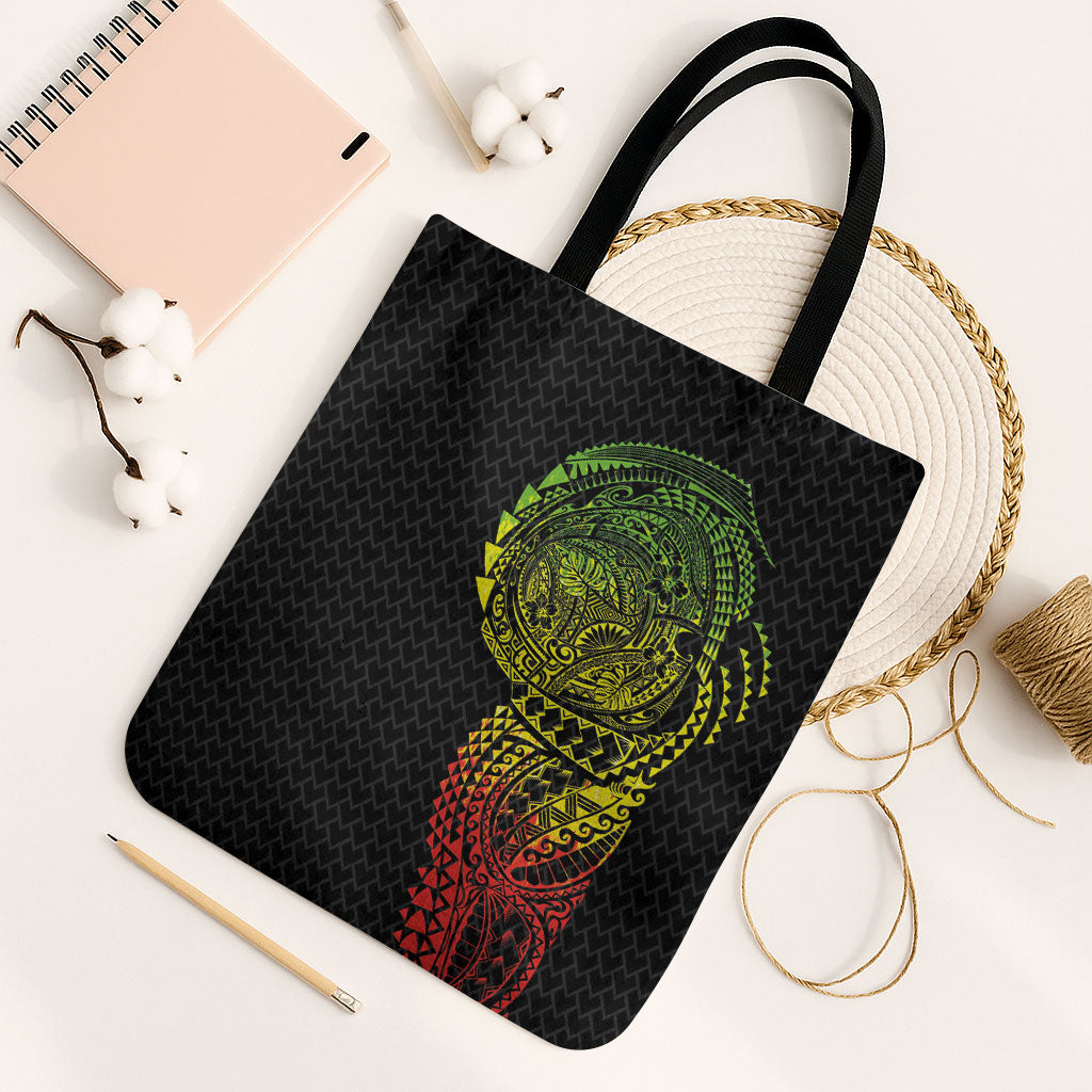 Hawaiian Traditional Tattoos Tote Bag Kakau Tribal Tropical Plant Motif Kanaka Maoli Flag Color Inspired LT03 Black Strap One Size Multicolor - Polynesian Pride