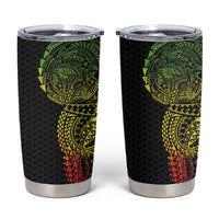 Hawaiian Traditional Tattoos Tumbler Cup Kakau Tribal Tropical Plant Motif Kanaka Maoli Flag Color Inspired LT03 Multicolor - Polynesian Pride