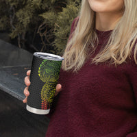 Hawaiian Traditional Tattoos Tumbler Cup Kakau Tribal Tropical Plant Motif Kanaka Maoli Flag Color Inspired LT03 - Polynesian Pride