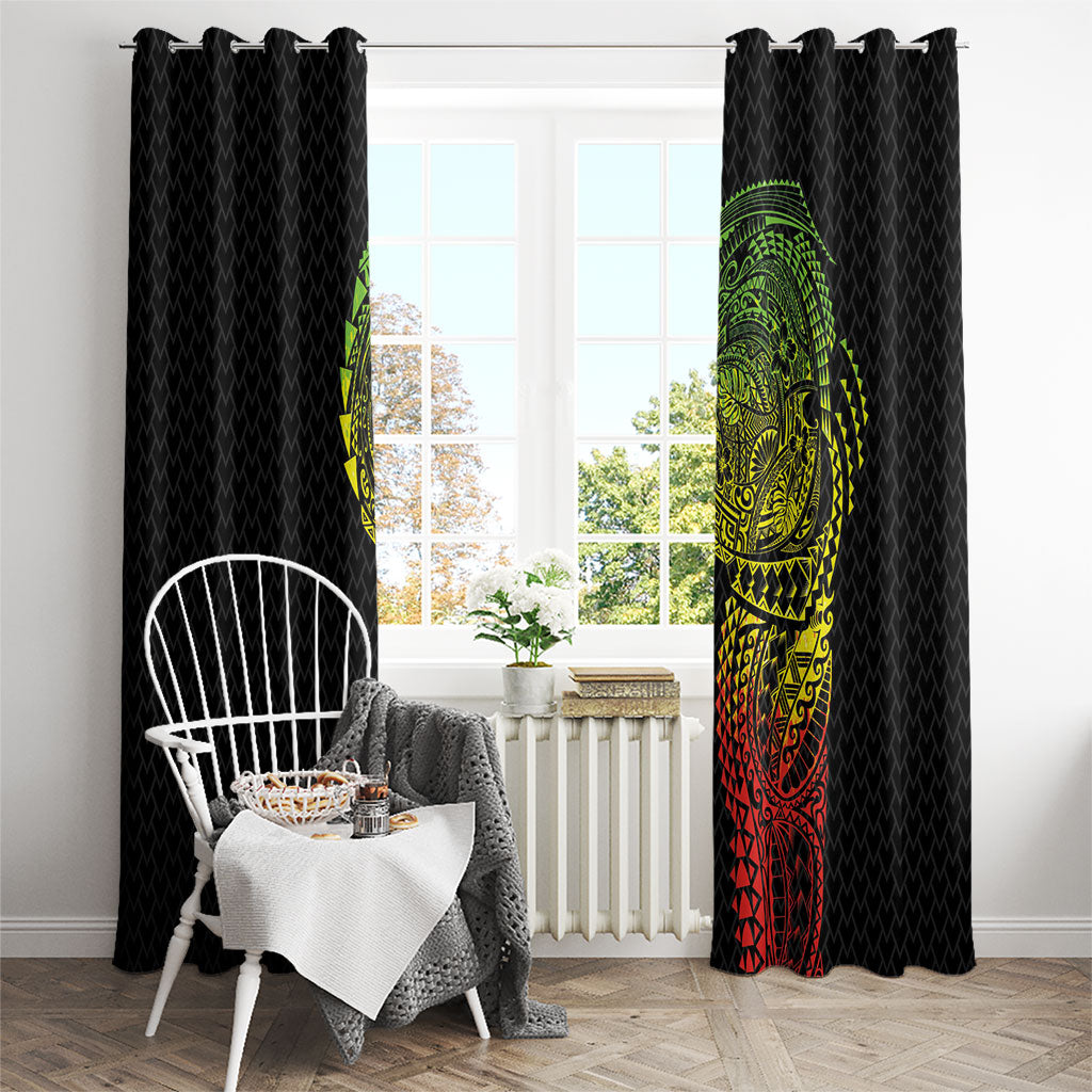 Hawaiian Traditional Tattoos Window Curtain Kakau Tribal Tropical Plant Motif Kanaka Maoli Flag Color Inspired LT03 - Polynesian Pride
