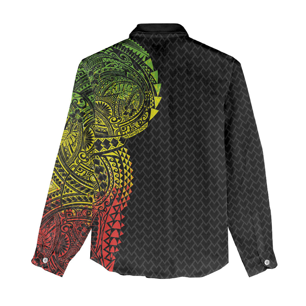 Hawaiian Traditional Tattoos Women Casual Shirt Kakau Tribal Tropical Plant Motif Kanaka Maoli Flag Color Inspired LT03 - Polynesian Pride