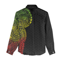 Hawaiian Traditional Tattoos Women Casual Shirt Kakau Tribal Tropical Plant Motif Kanaka Maoli Flag Color Inspired LT03 - Polynesian Pride