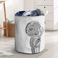 Hawaiian Traditional Tattoos Laundry Basket Kakau Tribal Tropical Plant Motif White Color LT03 White - Polynesian Pride