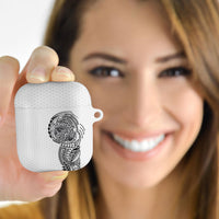 Hawaiian Traditional Tattoos AirPods Case Kakau Tribal Tropical Plant Motif White Color LT03 - Polynesian Pride