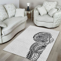Hawaiian Traditional Tattoos Area Rug Kakau Tribal Tropical Plant Motif White Color LT03 - Polynesian Pride
