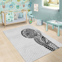 Hawaiian Traditional Tattoos Area Rug Kakau Tribal Tropical Plant Motif White Color LT03 - Polynesian Pride