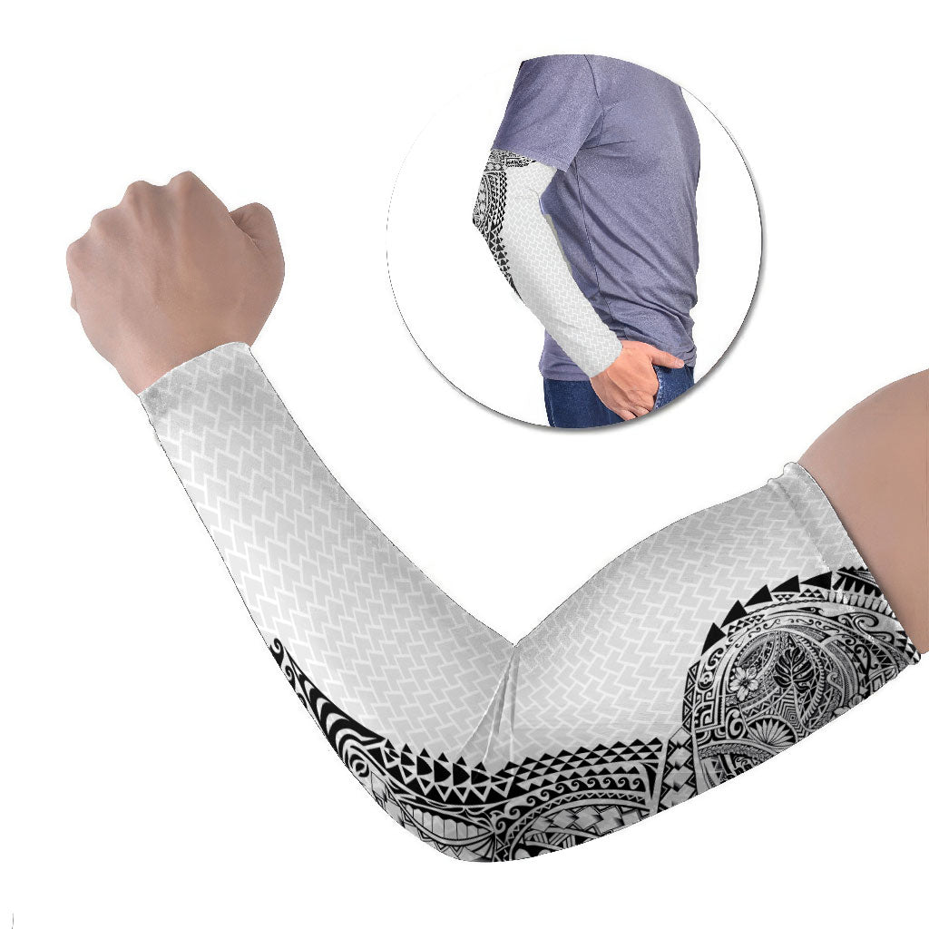 Hawaiian Traditional Tattoos Arm Sleeves Kakau Tribal Tropical Plant Motif White Color