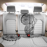 Hawaiian Traditional Tattoos Back Car Seat Cover Kakau Tribal Tropical Plant Motif White Color