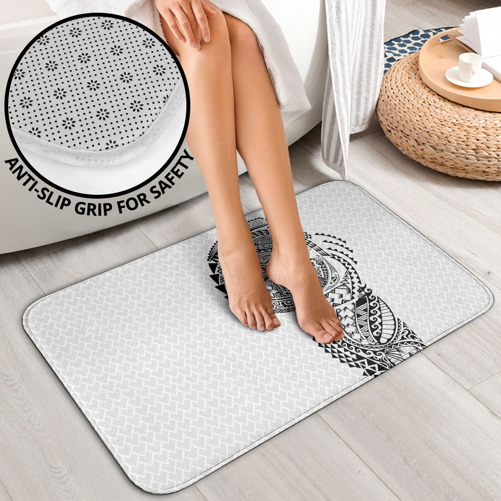 Hawaiian Traditional Tattoos Bathroom Set Kakau Tribal Tropical Plant Motif White Color LT03 - Polynesian Pride