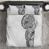 Hawaiian Traditional Tattoos Bedding Set Kakau Tribal Tropical Plant Motif White Color LT03 White - Polynesian Pride