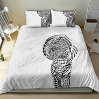Hawaiian Traditional Tattoos Bedding Set Kakau Tribal Tropical Plant Motif White Color LT03 - Polynesian Pride
