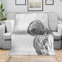 Hawaiian Traditional Tattoos Blanket Kakau Tribal Tropical Plant Motif White Color LT03 - Polynesian Pride