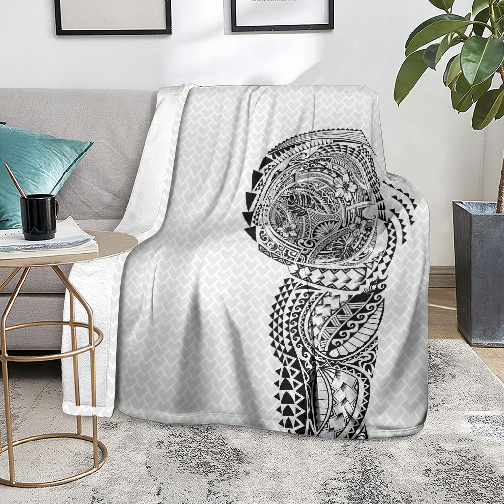 Hawaiian Traditional Tattoos Blanket Kakau Tribal Tropical Plant Motif White Color LT03 - Polynesian Pride