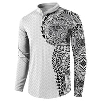 Hawaiian Traditional Tattoos Button Sweatshirt Kakau Tribal Tropical Plant Motif White Color LT03 - Polynesian Pride