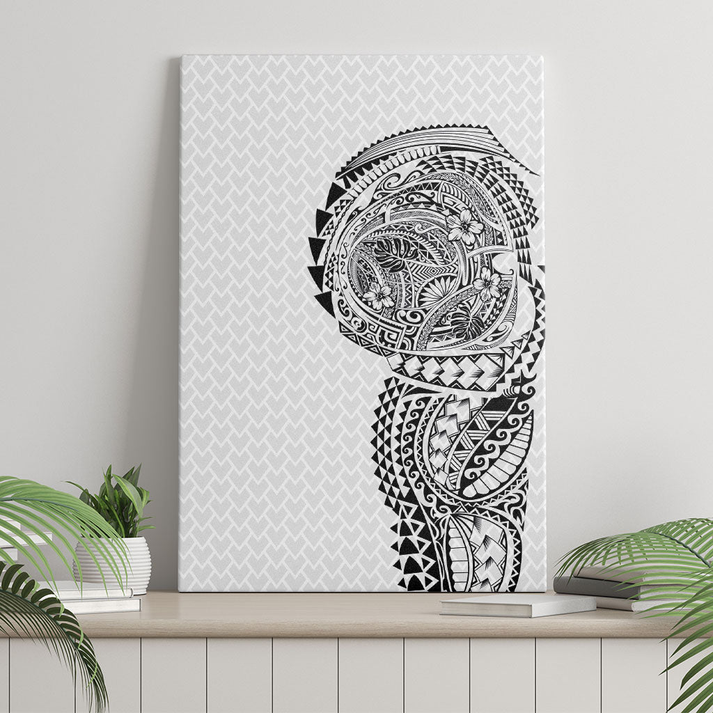 Hawaiian Traditional Tattoos Canvas Wall Art Kakau Tribal Tropical Plant Motif White Color LT03 - Polynesian Pride