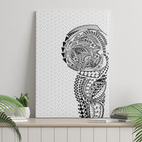 Hawaiian Traditional Tattoos Canvas Wall Art Kakau Tribal Tropical Plant Motif White Color LT03 - Polynesian Pride
