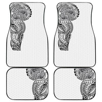 Hawaiian Traditional Tattoos Car Mats Kakau Tribal Tropical Plant Motif White Color LT03 - Polynesian Pride