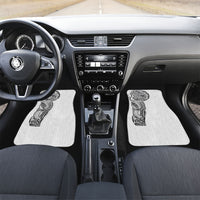 Hawaiian Traditional Tattoos Car Mats Kakau Tribal Tropical Plant Motif White Color LT03 Set 2pcs - Front White - Polynesian Pride