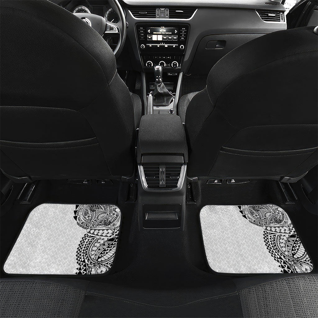 Hawaiian Traditional Tattoos Car Mats Kakau Tribal Tropical Plant Motif White Color LT03 Set 2pcs - Back White - Polynesian Pride