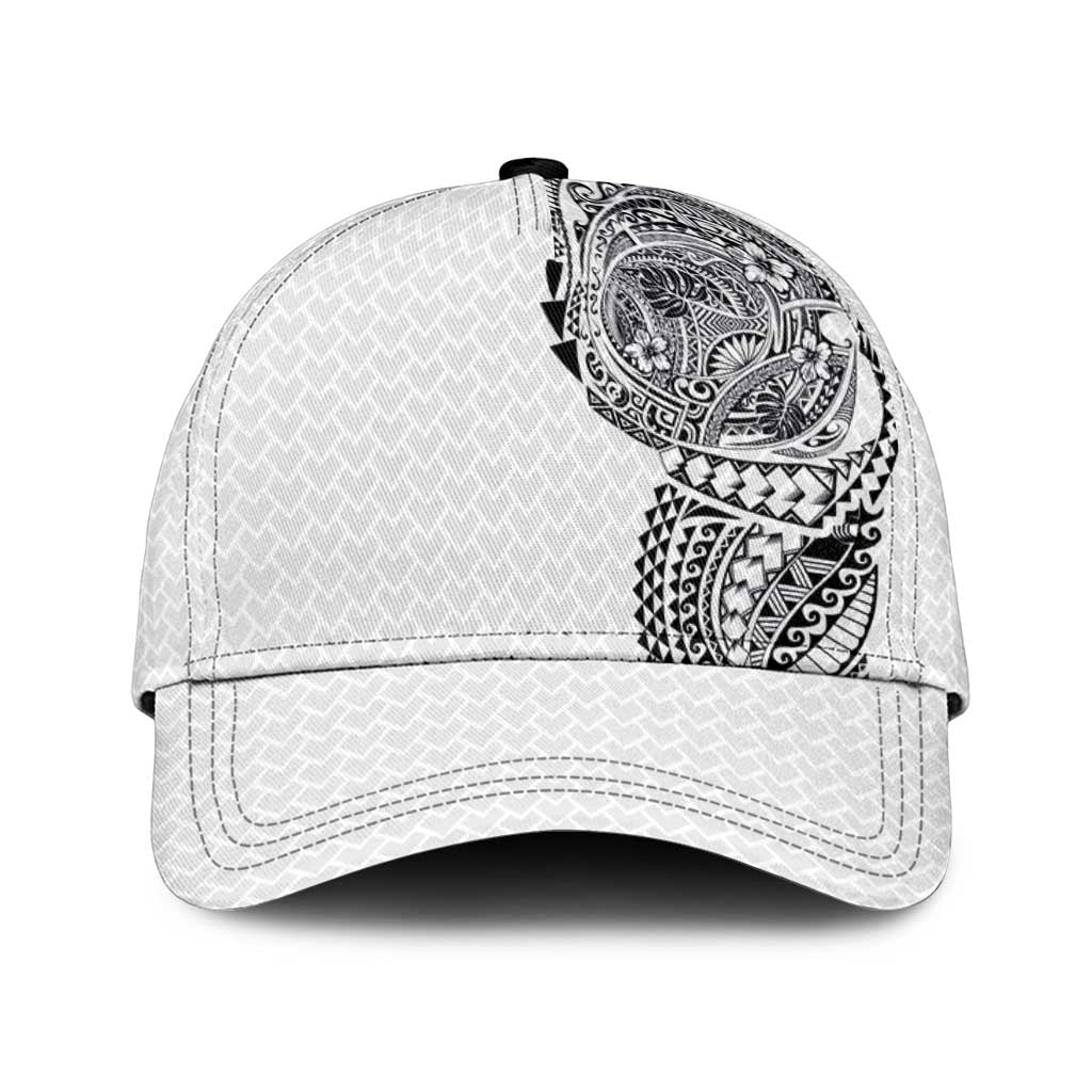 Hawaiian Traditional Tattoos Classic Cap Kakau Tribal Tropical Plants Motif White Color