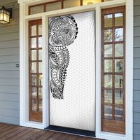Hawaiian Traditional Tattoos Door Cover Kakau Tribal Tropical Plant Motif White Color