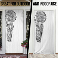 Hawaiian Traditional Tattoos Door Cover Kakau Tribal Tropical Plant Motif White Color