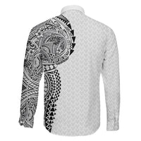 Hawaiian Traditional Tattoos Family Matching Summer Maxi Dress and Hawaiian Shirt Kakau Tribal Tropical Plant Motif White Color LT03 - Polynesian Pride