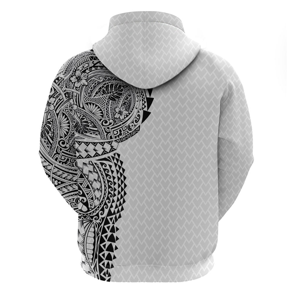 Hawaiian Traditional Tattoos Hoodie Kakau Tribal Tropical Plant Motif White Color