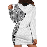 Hawaiian Traditional Tattoos Hoodie Dress Kakau Tribal Tropical Plant Motif White Color LT03 - Polynesian Pride