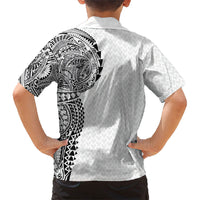 Hawaiian Traditional Tattoos Kid Hawaiian Shirt Kakau Tribal Tropical Plant Motif White Color