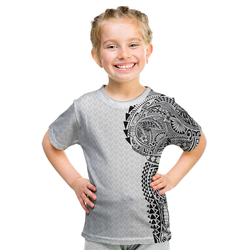 Hawaiian Traditional Tattoos Kid T Shirt Kakau Tribal Tropical Plant Motif White Color
