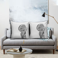 Hawaiian Traditional Tattoos Pillow Cover Kakau Tribal Tropical Plant Motif White Color LT03 - Polynesian Pride