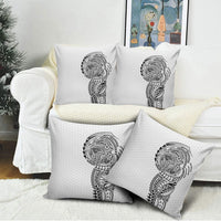 Hawaiian Traditional Tattoos Pillow Cover Kakau Tribal Tropical Plant Motif White Color LT03 - Polynesian Pride