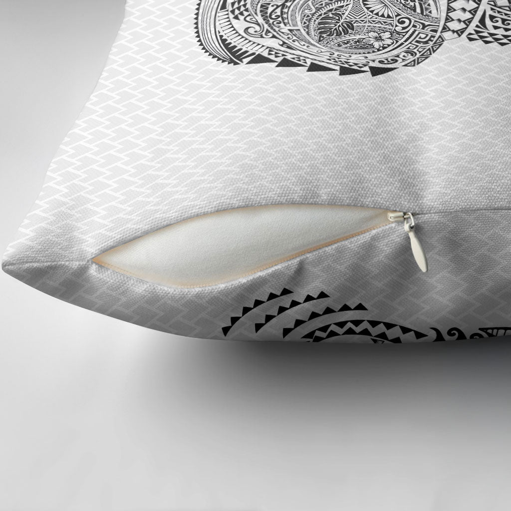 Hawaiian Traditional Tattoos Pillow Cover Kakau Tribal Tropical Plant Motif White Color LT03 - Polynesian Pride