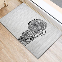Hawaiian Traditional Tattoos Rubber Doormat Kakau Tribal Tropical Plant Motif White Color LT03 - Polynesian Pride